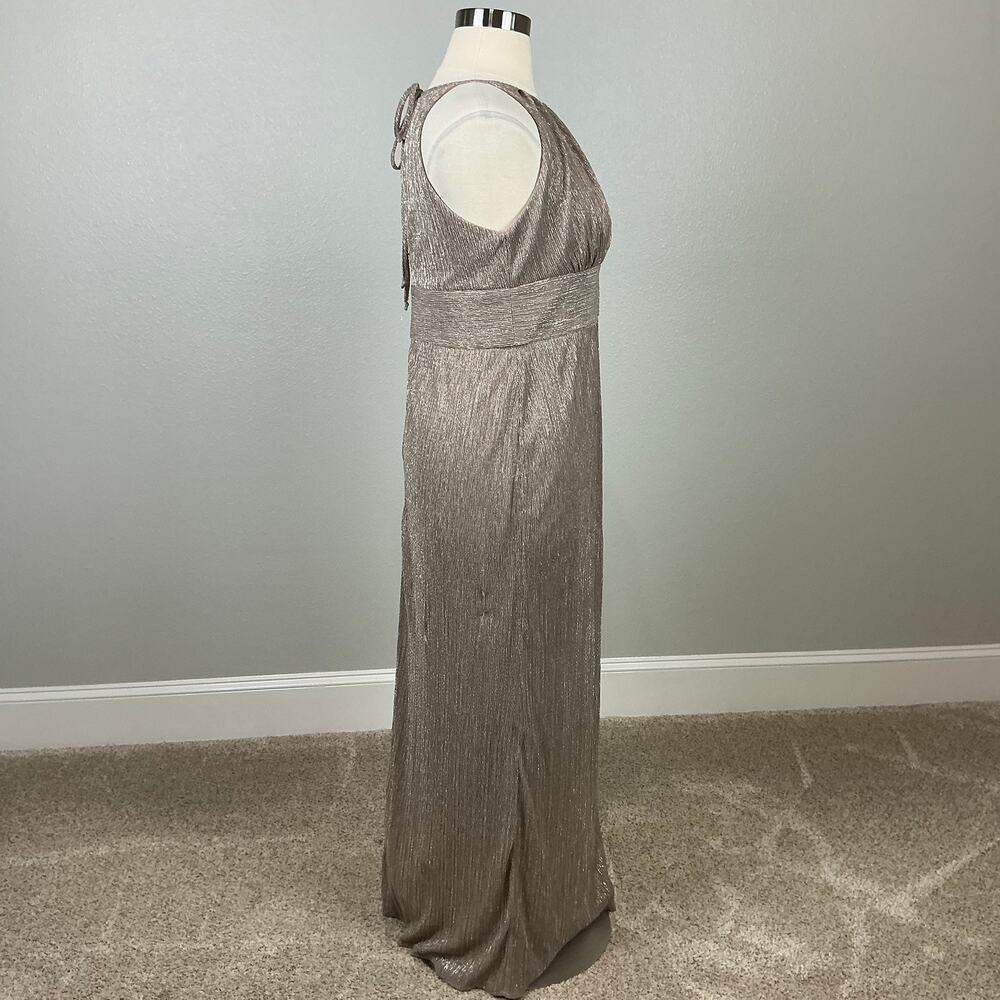 R&M Richards Metallic Halter Long Column Evening Gown Gold Size 18 Dress - Picture 4 of 12